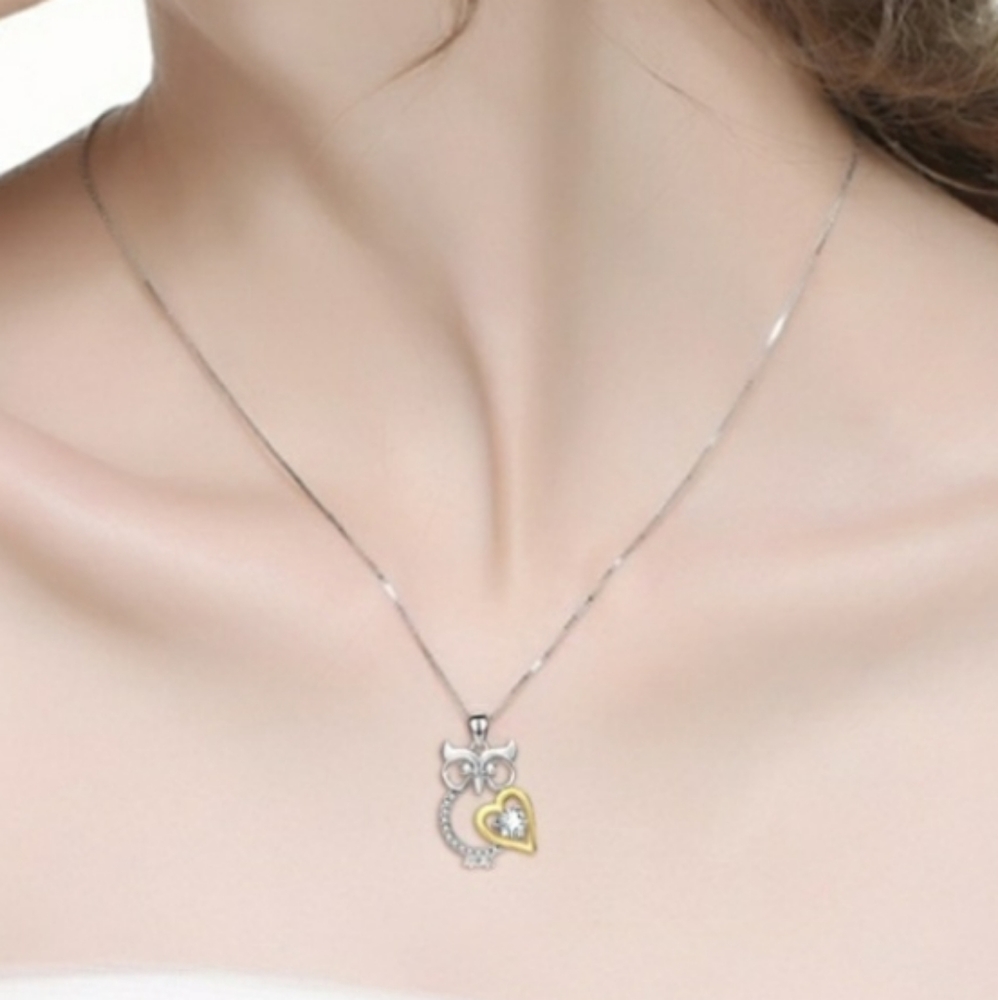 NEW Diamond White Gold Jeweled  Owl.